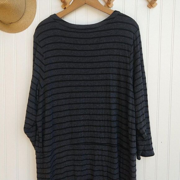 Torrid Striped Henley Ribbed Knit Dress Plus Size 3X Gray Black Soft Knit Womens - Picture 6 of 9